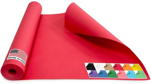 Paclord USA Made 18 x 1200 Christmas Red Kraft Paper Roll, 45 lbs Thickness, American Quality Kraft Paper for School, Poster Arts, Bulletin Board - Odorless, Non-Toxic, Safe for Kids