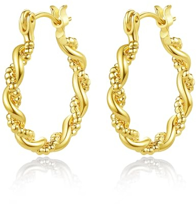 Yulovee 9ct Yellow Gold Filled Twisted Women's Hoop Earrings in 20MM Diameter