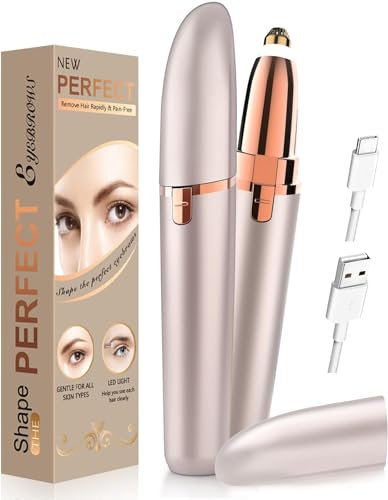 Depiladora Facial Mujer Cejas Depilacion -depiladora cejas mujer y depiladoras faciales, Removedor de vello Sin Dolor para Cara Nariz Labio cejas USB Recargable con Luz LED