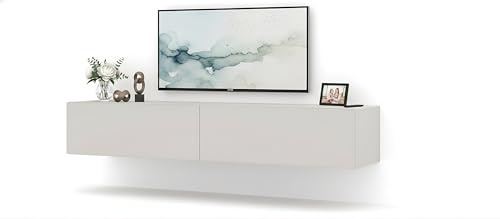Homlando Lowboard TV Cabinet Bingo – 63 x 15.7 x 11.8 inches – Wall-Mounted Cabinet – Modern TV Stand – TV Sideboard (Cashmere Matt)