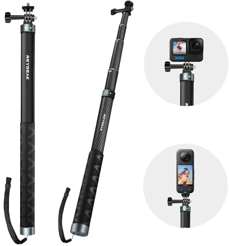 REYGEAK 140 cm selfiepinne lång osynlig stång för GoPro 13 kolfiber vattentät förlängningsmonopod för GoPro Hero 13/12/11/10/9 Osmo Pocket 3/Action 5 Pro/4/3 tillbehör.