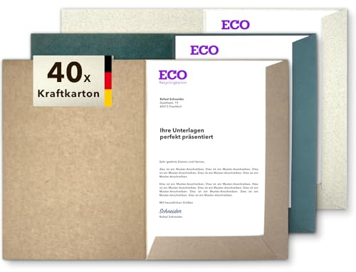 Präsentationsmappe A4 Kraftkarton (40 Stück) - rauer ECO Recycling-Karton - direkt vom Hersteller STRATAG - vielseitig einsetzbar für Ihre Angebote, Exposés, Projekte oder Geschäftsberichte