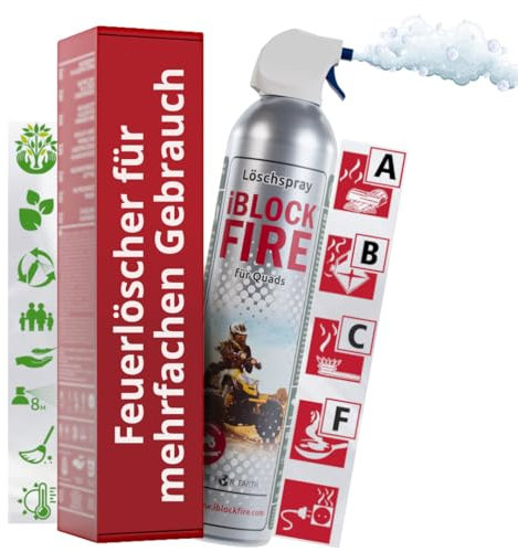 notlok Safety Work - 600ml Feuerlöschspray | iBlockFIRE Klein Feuerlöscher: Motorrad, Quad, Motorroller | Feuerlöscher Schaum-Gel von Feuer: A B C E F | Fettbrandlöscher, Brandschutzspray