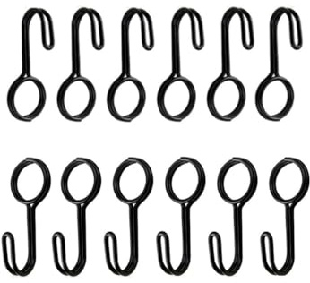 12 Stück Spiraldrahthaken, Spiralhaken, elastische Spiralhaken, schwarzer Haken mit Öse, Universalhaken, elastisches Seil Haken, für Plane, Pool, Anhänger, Markise, Fahrrad, Motorrad.