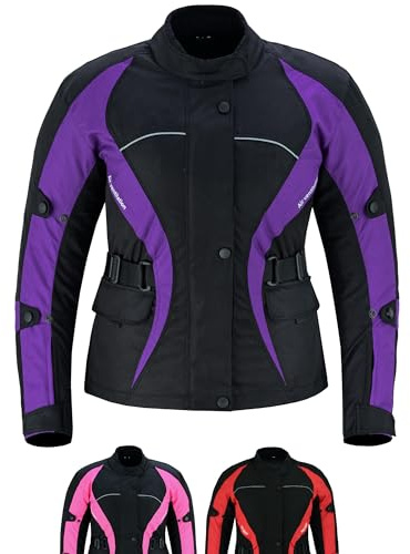 warrior gears Ladies Air Ventilation Motorcycle Jacket Textile 600D Cordura Motorbike Jacket Waterproof Breathable Ventilation CE Armour Removable Lining Womens Bikers Protection Casual Jacket