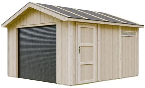 Garage QUALITÉ Premium 13 m² - L378xl412 cm - Garage pour Moto, vélos, Machines de Jardinage - Construction en Panneaux LP Smartside - Abri de Jardin Timbela M990B