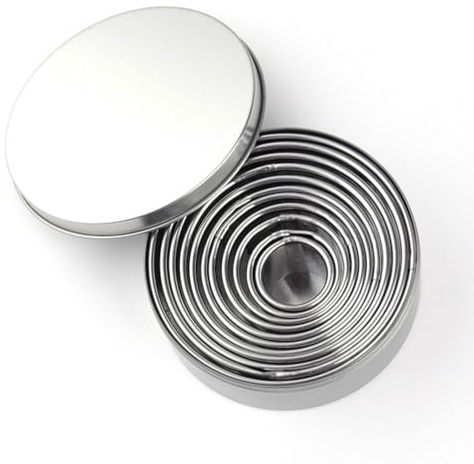 Pastry Cutters Set of 11 Cookie Cutter Pastry Cutter for Baking Round Cookie Cutters Shapes Round Circle Crinkled Stainless Steel Cutters Perfect for Cooking Enthusiast