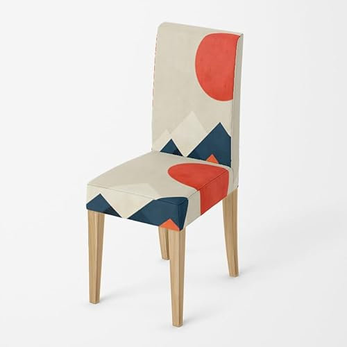 Stuhlhussen Rot Blau Geometrie Stuhlhussen Schwingstühle Stretch Weiche Elasthan Stuhlbezug Waschbar Hussen für Stühle Abnehmbare Stuhlbezüge Langlebig Universal Stuhlhussen 2er Set