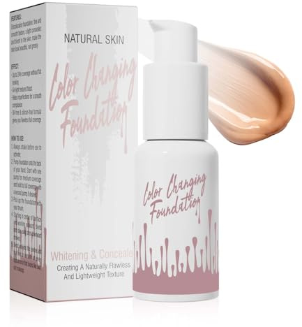 Color Changing Foundation - Flawless Warm Tone, Hydrating & Long-Lasting Liquid Makeup for Natural Blending. Waterproof, Poreless & Moisturizing (30ML)