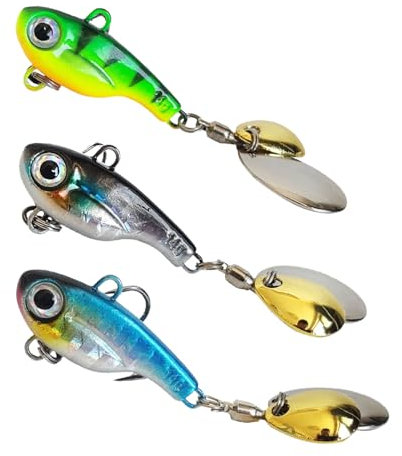3 Stück Barsch Köder Set 14g Spoon Spinnköder Angelköder Barschköder Set, Spinnerbait Kunstköder Angelzubehör Angelset Geschenk für Männer