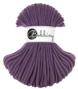 Bobbiny Premium Baumwoll-Flechtschnur - 5mm x 50m - Vielseitige Makramee-Kordel für Stricken, Weben, DIY-Basteln und Heimdekoration - Hochwertige Bunte Bastelschnur Flechtkordel - Violet