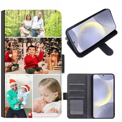 EKAM Personalised Phone Case For Samsung Galaxy A57, A37, A17, A16, A26, A36, A56, A34, A12, A14, A54 4G/5G, Custom Photo/Image Collage Layout Design on PU Leather Wallet Magnetic Flip Cover