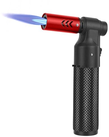 Torcia da cucina a butano, ricaricabile, portatile, mini torcia a butano, regolabile, per campeggio, cottura, saldatura, cucina, saldatura, barbecue (senza gas), rosso