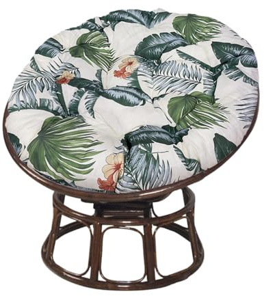 Hiseng Cushion for Papasan Chair, Waterproof Round Papasan Chair Cushion, Egg Nest Replacement Pad, Floor Cushion, Padded Seat Cushion, Swing Chair Cushion For Outside (130cm,green leaves)