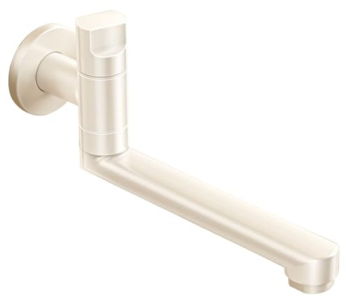 SXWYLZ Wasserhahn 1/2 Zoll Kaltwasser Wandmontage Schwenkhahn für Wandarmatur aus Messing Wandarmatur Kaltwasser ausgussbecken Wasserhahn Waschbecken Wandmontage,Weiß,25Cm
