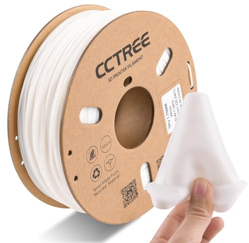 CCTREE 3D Drucker TPU Filament 1.75mm, 1kg Spool (2.2 lbs), Weiß | Dimensional Accuracy ±0.03mm, Flexible 3D Drucker Filament, Shore Hardness 95A, High Elasticity & Impact Resistance
