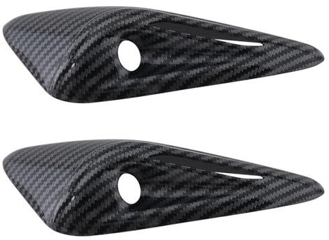 ECSiNG 2-teiliges Schutzgehäuse für die Seitenkamera des Autos Kompatibel mit Tesla Model Y Und Model 3 2024 HW4.0 163 X 54 Mm Glänzendes Carbonfasermuster