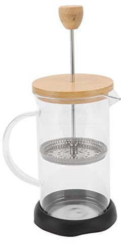 CFTGIW Filtro de Elaboración de Cerveza a Mano Resistente Al Calor de la Prensa Francesa Borosilicate Borosilicate Coffee Brewer Brewer Brewer para Oficina 350 Ml Cubierta de bambú