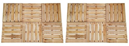 Rainery Dalles de terrasse 12 pcs 50x50 cm Bois Marron Panneaux de Jardin Carreaux de Protection pour Sol, Extérieur, Balcon, Piscine, Spa