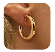 HolidayQbee Boucles d'Oreilles Clips Dorées Femmes – Design Moderne et Épuré, Hypoallergéniques, Non-Toxiques, Accessoires Élégants