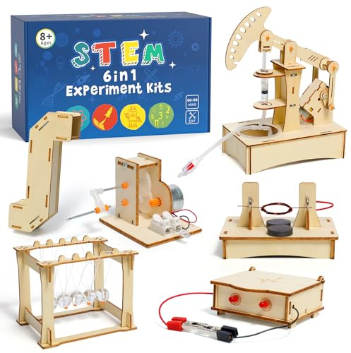 STEM Toys Age 8+, Wooden Engineering Science Experiments kit(6 Pack Set)