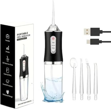 LITTLE CLASSIC USB Rechargeable Electric Water Flosser, 3 Cleaning Modes, 4 Nozzles, with Portable Large Capacity Water Tank, Waterproof Machine, Suitable for Home Or Travel - (Box Set)