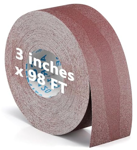 120 Grit Sandpaper Roll Emery Cloth Sand Paper Roll Aluminum Oxide Abrasive Sanding Belt for Drum Sander Sandpaper Continuous Wood Furniture Wet and Dry Sanding (7 cm x 30 meters)