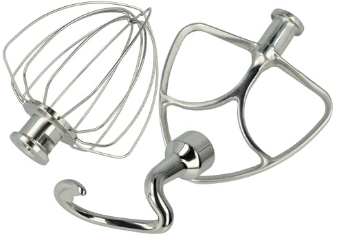 vhbw set di ricambi da 3 pzz. compatibile con KitchenAid KSM100, K45, K45SS robot da cucina - frusta da cucina, frusta piatta, gancio per impastare