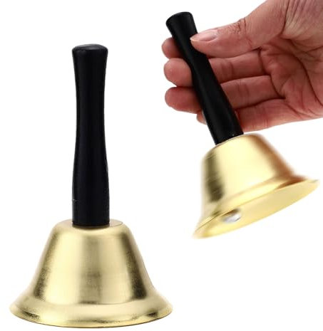 Bell,Handglocke,Glocke,Tischglocke,Glocken,Metalltee Tischglocke, Gold Überzogen Hand Glocke, Service Bell Warnung,Nikolausglocke,Weihnachtmannkostüm Accessoire,Hand Glocke Gold Holzgriff