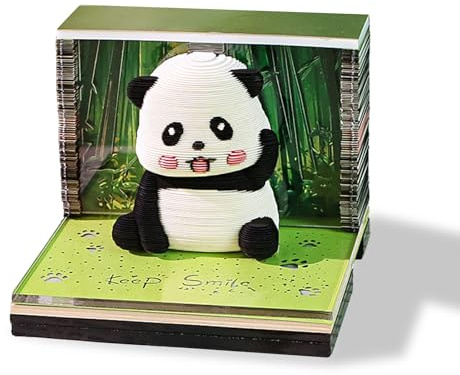 Yoedge Calendrier 2026 3D en forme de panda en bambou – Calendrier à effeuiller 2026 Calendrier quotidien 3D avec lumière, cadeau panda, décorations de table thérapeutiques, sculpture en papier