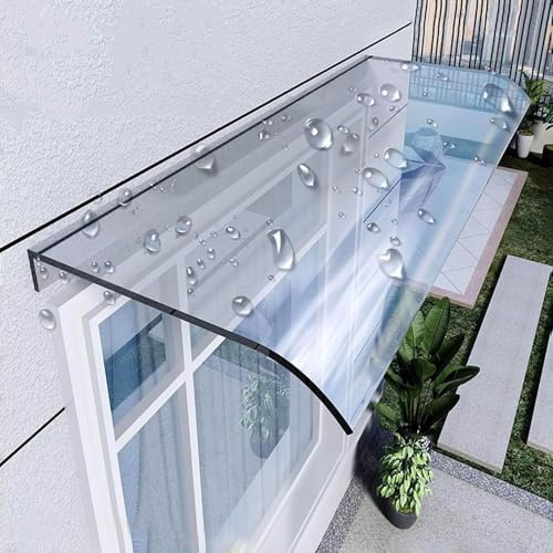 Window Awning Exterior, Door Awnings Canopy for Patio Outside Entrance, UV Rain Snow Protection Clear Rain Shelter Cover, Polycarbonate Front Door Canopy 14 17 Depth(Clear,35x160cm)