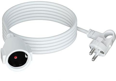 HITRENDS Schutzkontakt Verlängerungskabel Außen mit Zugringstecker Sicherheitsstecker, 2M AC Schuko Kunststoffkabe, für IP44-Steckdosen, für Zuhause, Büro, Außenbereich, 3 x 1,5mm², 250V/16A, Weiß