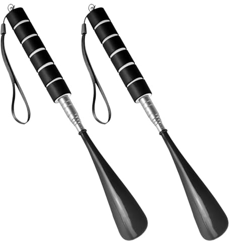 JDNFKG 2 Calzadores Negros, Usuarios De Zapatos Retráctiles De Mango Largo, Herramientas Familiares Portátiles Y Prácticas, Adecuadas Para Ancianos, Niños Y Adultos.