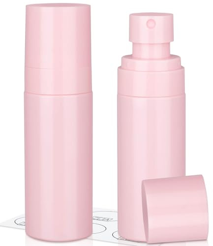 ZEJIA Small Spray Bottle, 2OZ Travel Spray Bottle, Mini Plastic Spray Bottles for Face, with 6pcs Labels (Pink)