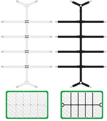 Tbintul 2 Stück Bettlakenspanner Verstellbar, Spanner für Bettlaken, Spannbettlaken Spanner, Spannbettlaken Halter, Mit 12 Metallklammern, für Bettlaken, Matratze, Oder Sofa