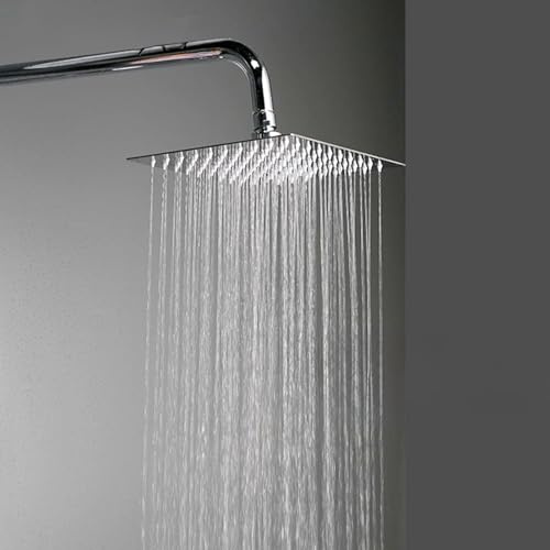 Voltix Soffione Doccia a Pioggia Quadrato 30 x 30 cm in Acciaio Inox, Doccia Fissa Grande con Getti in Silicone Anticalcare, Soffione Cromo Ultra Sottile per Bagno Moderno
