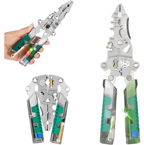 Electrical Pliers, Folding Stylus Screwdriver Wire Stripper, Multitool Wire Stripper Cutter with Voltage Tester, Professional Repair, Stylus Tool for DIY, Home Repairs