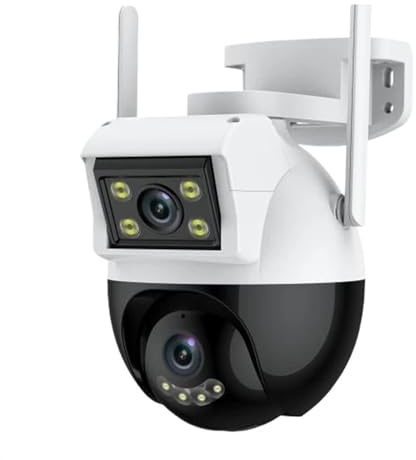Telecamera di sicurezza, 4MP Macchina Fotografica Doppia Lente Esterna IP66 Impermeabile Wireless Camara Auto Tracking PTZ di Sorveglianza di Sicurezza di Visione Notturna IP Camara(4MP Add 128G Card)