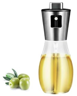 Flow Goods Premium Olivenöl Sprüher mit Trichter - 200 ml - Glas & Edelstahl - Öl Sprühflasche für Airfryer, BBQ & Salat - Feiner Sprühnebel, Auslaufsicher
