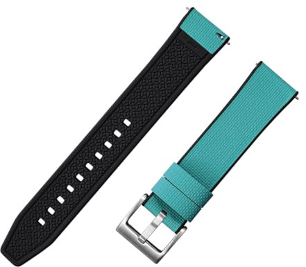 Bracelets de montre en caoutchouc FKM à dégagement rapide, bracelet épais de 18 à 24mm, avec boucle en argent, noir et or, tissu à voile, Sport(Gyan-Buckle1,18mm)