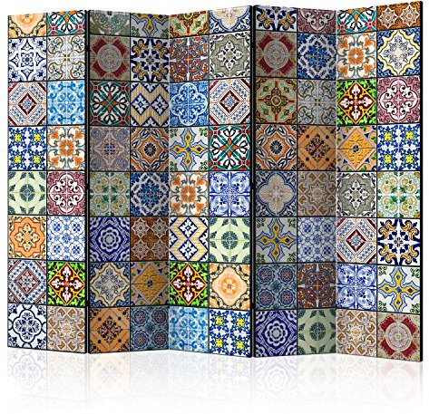murando Raumteiler Mandala Ornament Oriental Foto Paravent 135x172 cm beidseitig auf Vlies-Leinwand Bedruckt Trennwand Spanische Wand Sichtschutz Raumtrenner schwarz Gold f-A-0126-z-b