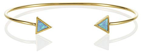 namana Dreieck Opal Armreif, zierliches geometrisches offenes Damenarmband mit synthetischen Opalen, 14 Karat vergoldet oder silberfarbenes Armband für Damen