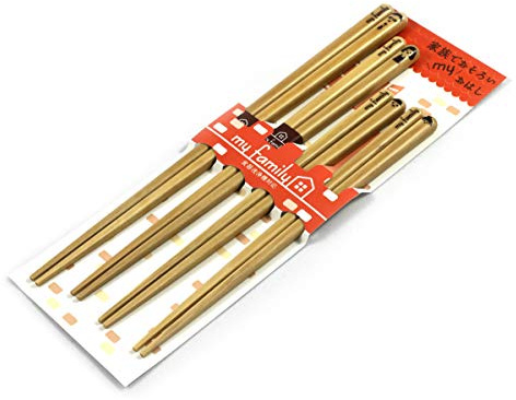 Eco-Friendly Wooden and Natural Reusable My Family Chopsticks Gift Set - 4 Pairs from Japan