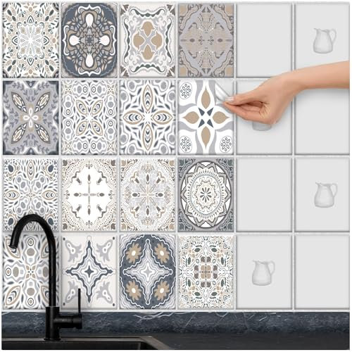 FoLIESEN - Fliesenaufkleber | selbstklebende Fliesen-Folie für Bad & Küche | Deko Klebe-Folie für Wandfliesen Küchenrückwand & Bordüren | Patchwork No.9, .:15x20 cm / 16-tlg. Set