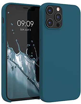 kwmobile Handyhülle für iPhone 12 Pro Max Hülle, für iPhone 12 Pro Max Case - Hülle Silikon - kabelloses Laden - Petrol matt