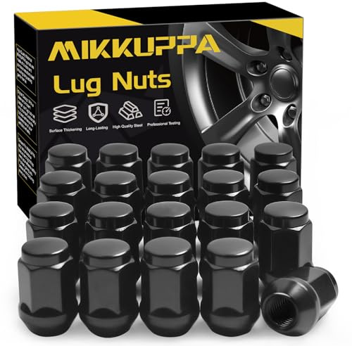 MIKKUPPA M12x1.5 Black Lug Nuts - Replacement for Ford Fusion Focus Escape, Honda Accord Civic CRV, Chevy Cruze Malibu, Jeep Compass Patriot Aftermarket Wheel, 20pcs Closed End Tire Nuts