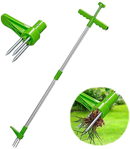 Yeehliny Unkrautstecher, Aluminium Löwenzahnstecher mit Stahlkrallen, Manueller Stand-up Weeder,Entfernen von Unkraut ohne Bücken, Wurzel Entfernung Werkzeug, Lange Griff Jäten Werkzeuge (1PC)