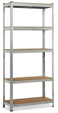 Scaffale per garage con carichi pesanti, 200 cm x 100 cm x 50 cm, 5 ripiani, capacità di carico 875 kg, in metallo per garage, magazzino, officina, dispensa, argento