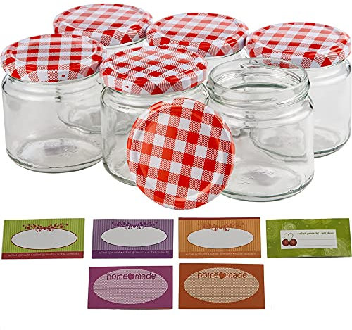 versandfuxx24 6er Set Einmachgläser 210ml Marmeladengläser mit Aufklebern