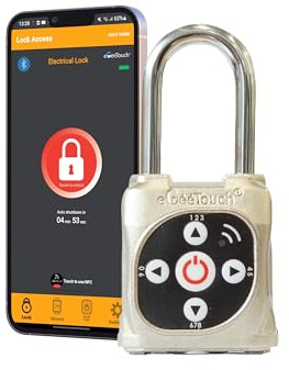 eGeeTouch Intelligentes Mini-Vorhängeschloss, mit NFC & Richtungscode (Metall, Silber)